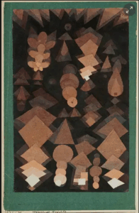 Paul Klee, Suspended Fruit, 1921 Watercolor and graphite on paper mounted on green paper, mounted on cardboard, 12 1/4 × 7 7/8 in Metropolitan Museum of Art, New York